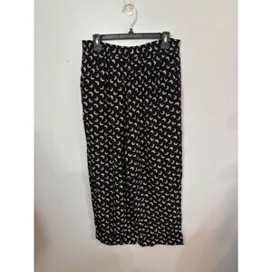 Nipon Studio‎ Women's Black Crescent Moon Rayon Wide Leg Lounge Pants Size 12